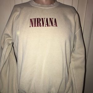Nirvana ‘In Utero’ Embroidered Text Beige Sweater
